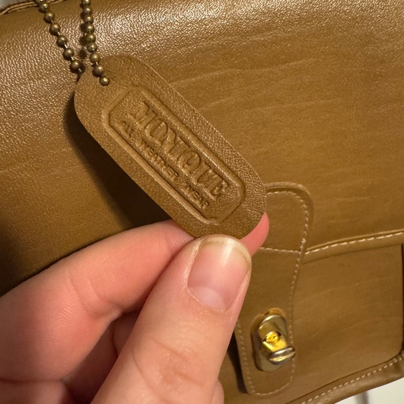 Monique Tan Faux Leather Shoulder Bag - Coach Station Bag Lookalike - Picture 5 of 10